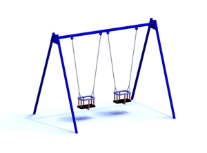 9+PR-14 Double-seat swing, chain, full metal - for young children